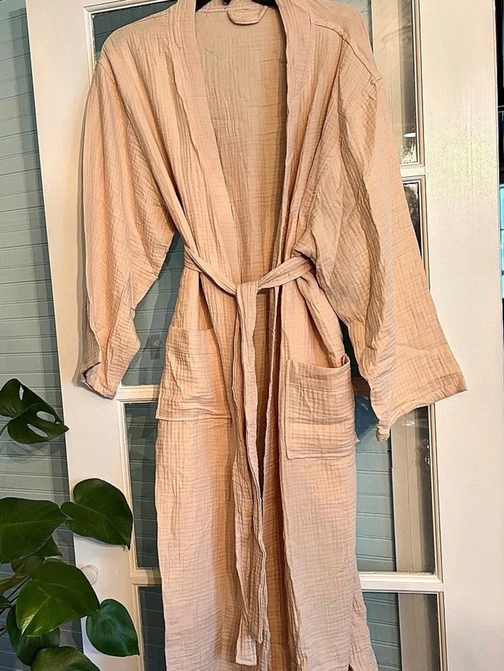 The Fleece Company The All-Season Bathrobe - 100% Muslin Cotton Beige